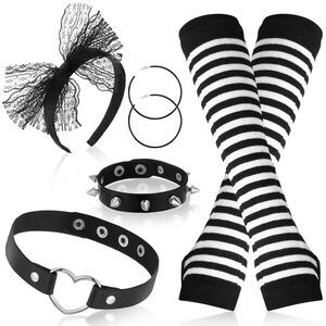 5316 80s Accessoriess Lace Headband Earrings Gothic Glovess